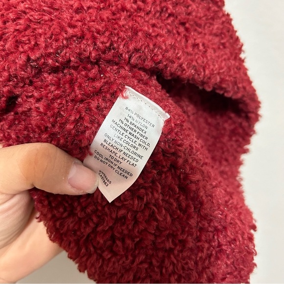 Halogen Crop Bloucle Cozy Sweater Maroon - Picture 9 of 10